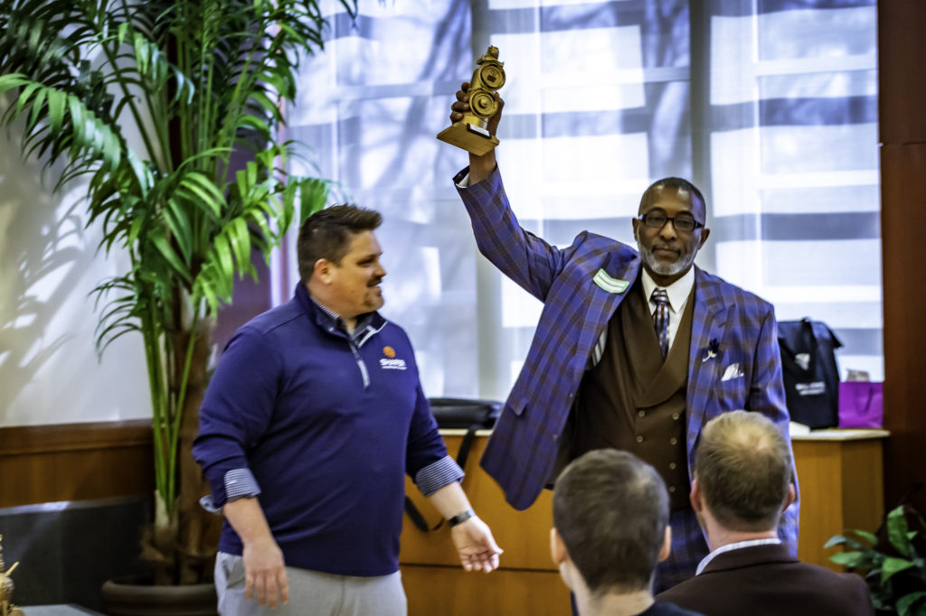 Man receiving the 2021 Spring Cleanup Award